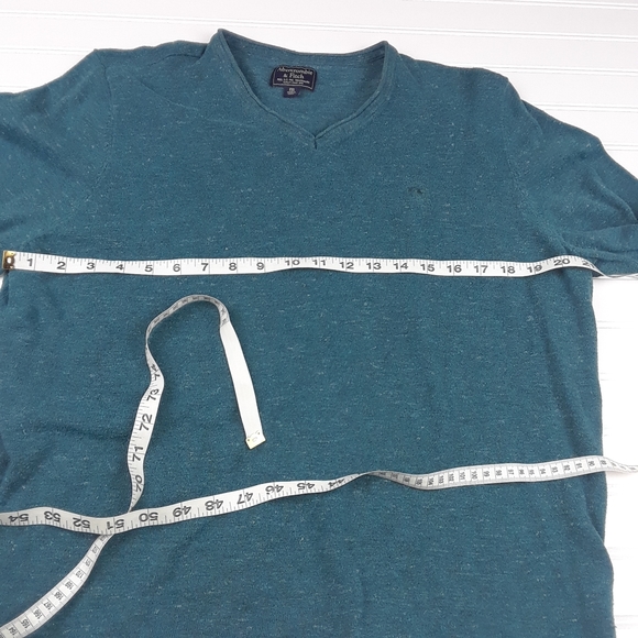 Abercrombie & Fitch Men's Pullover Sweater 2x Turquise Long Sleeve V Neck - Picture 8 of 9